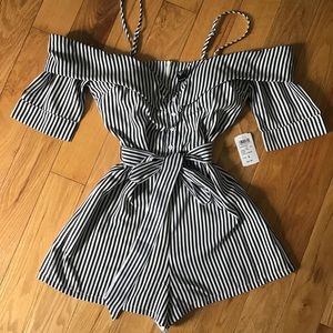 Striped romper.